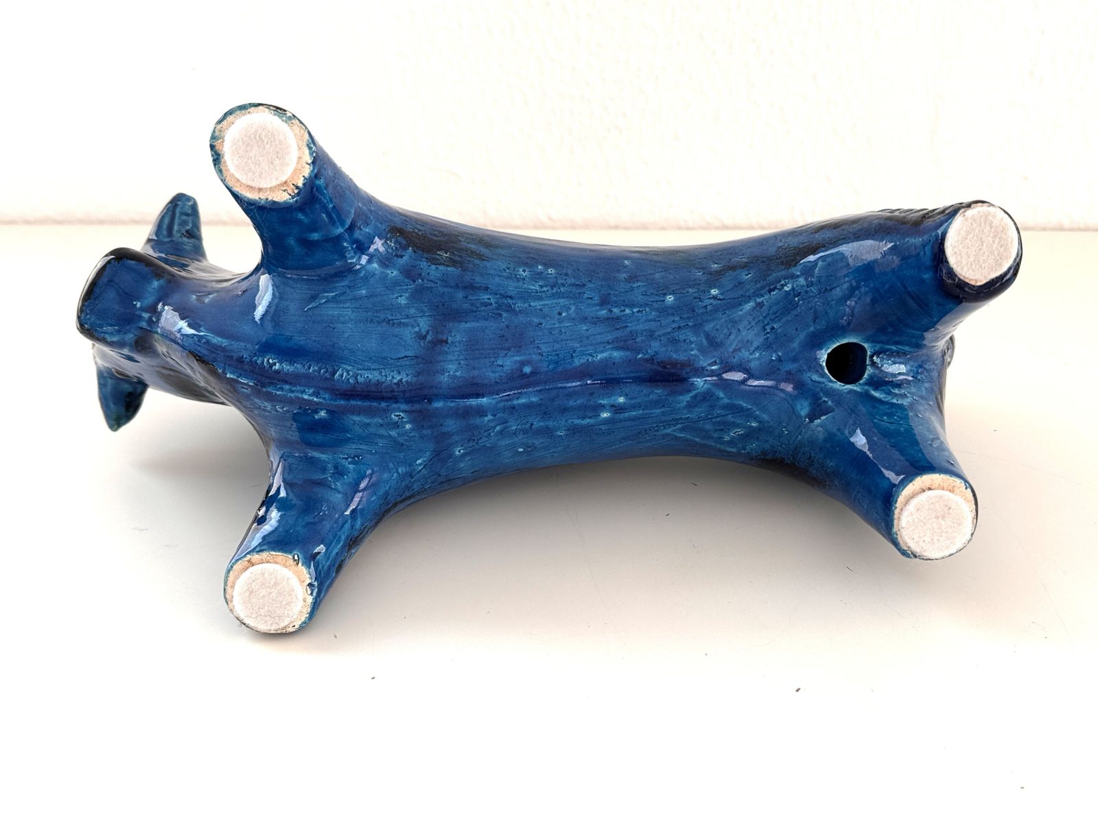 photo for sale Italian Midcentury Ceramic Bull Rimini Blu By Aldo Londi For Bitossi, 1960s
