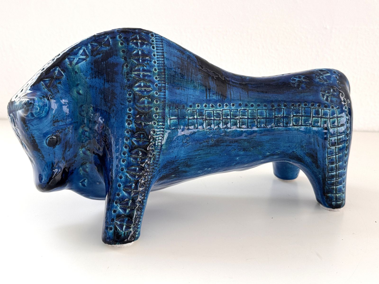Home Decor Italian Midcentury Ceramic Bull Rimini Blu By Aldo Londi For Bitossi, 1960s photo