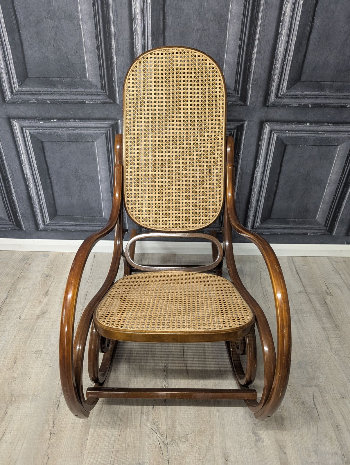 Thonet Style Vintage Bentwood Rocking Chair Rattan Cane photo furniture