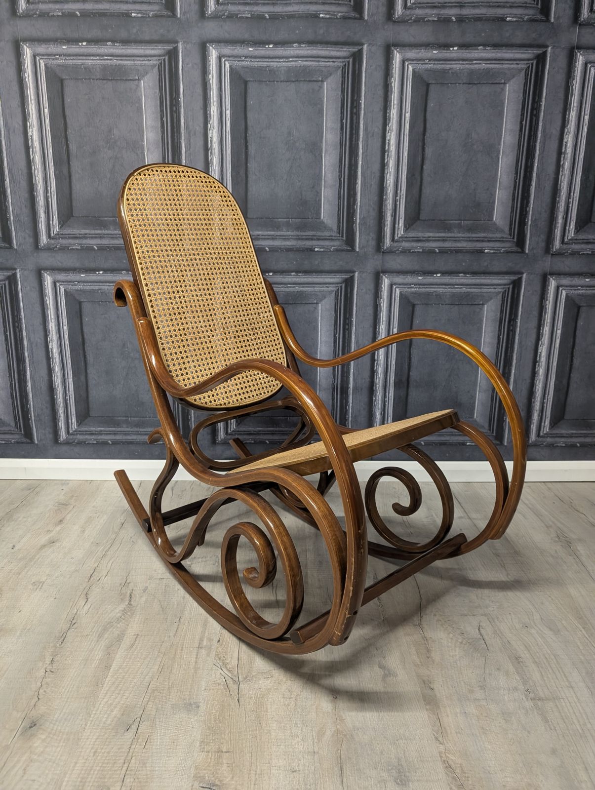photo buy Thonet Style Vintage Bentwood Rocking Chair Rattan Cane