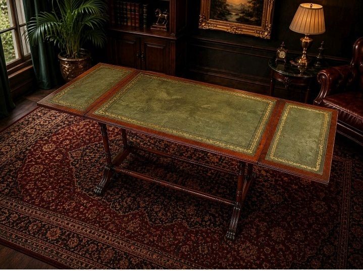 Rare Shaw Of London Leather Top Table Mahogany Drop Leaf Regency photo Furniture