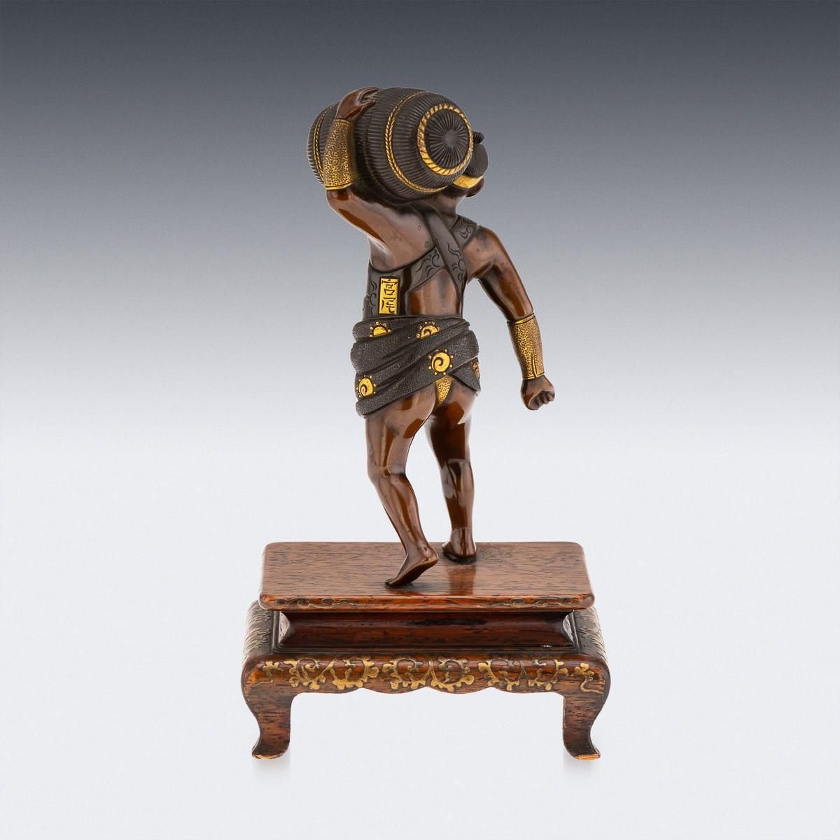 Antique 19thc Japanese Meiji Period Gilt Bronze Figure Of A Labourer By Miyao Ei photo 2023.0