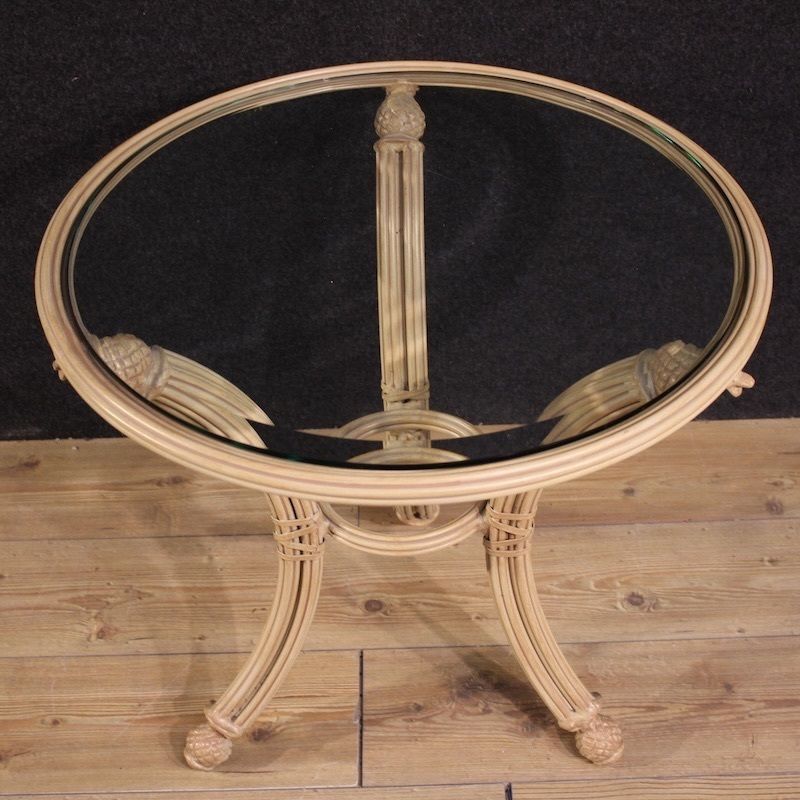 1600.0 Table d'appoint italienne en fer forgé, plateau en verre photo