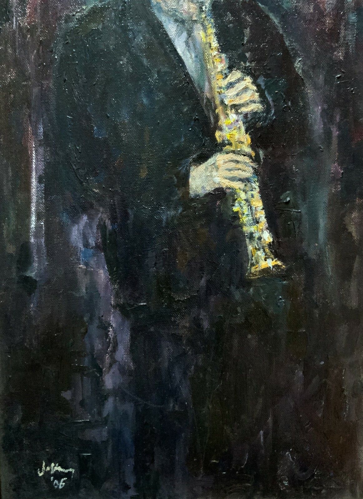 A Jazz Musician Original Contemporary Impressionist Oil Portrait Painting photo 289.0