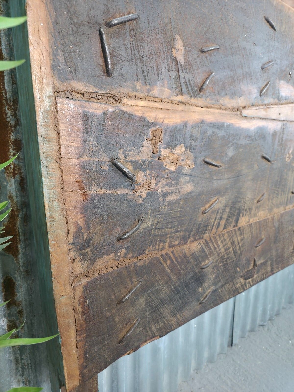595.0 Antique Vintage Rustic Reclaimed Indian Wooden King Size Double Bed Headboard photo