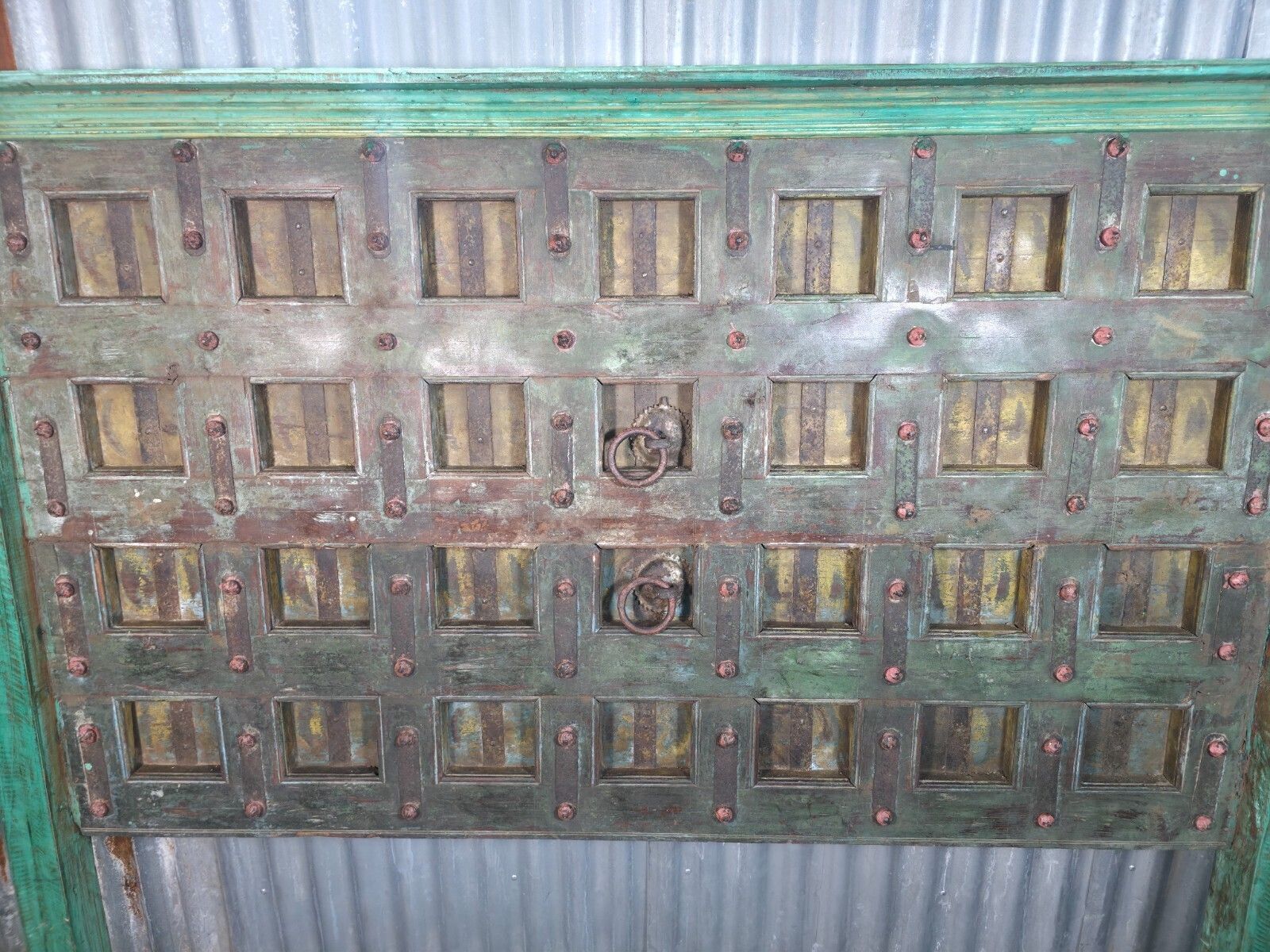 Antique Vintage Rustic Reclaimed Indian Wooden King Size Double Bed Headboard photo furniture