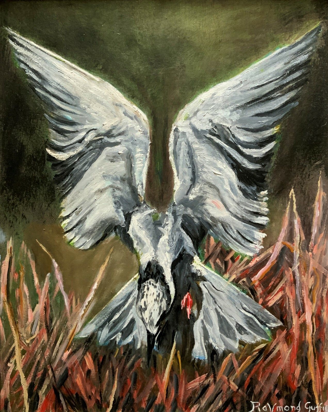 'Angel Of Nature' Original Contemporary Bird Of Prey Portrait Oil Painting photo furniture