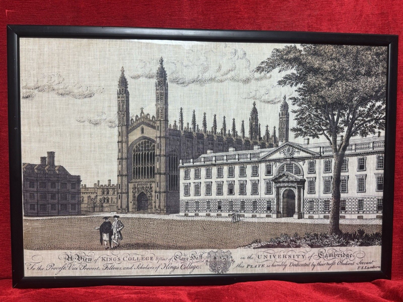 View Of Kings College University Of Cambridge P S Lamborne Hessian Screen Print