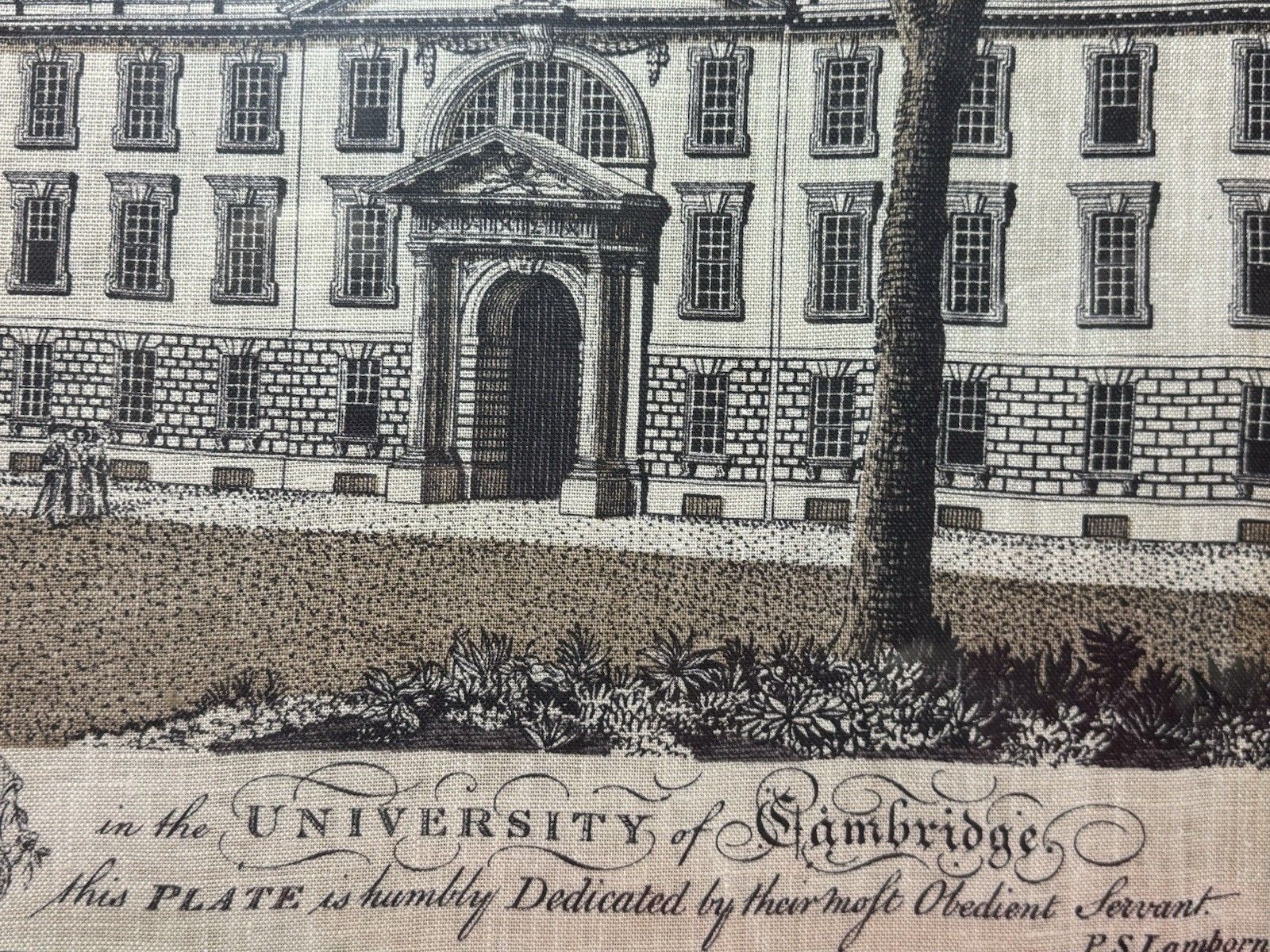 Art View Of Kings College University Of Cambridge P S Lamborne Hessian Screen Print photo