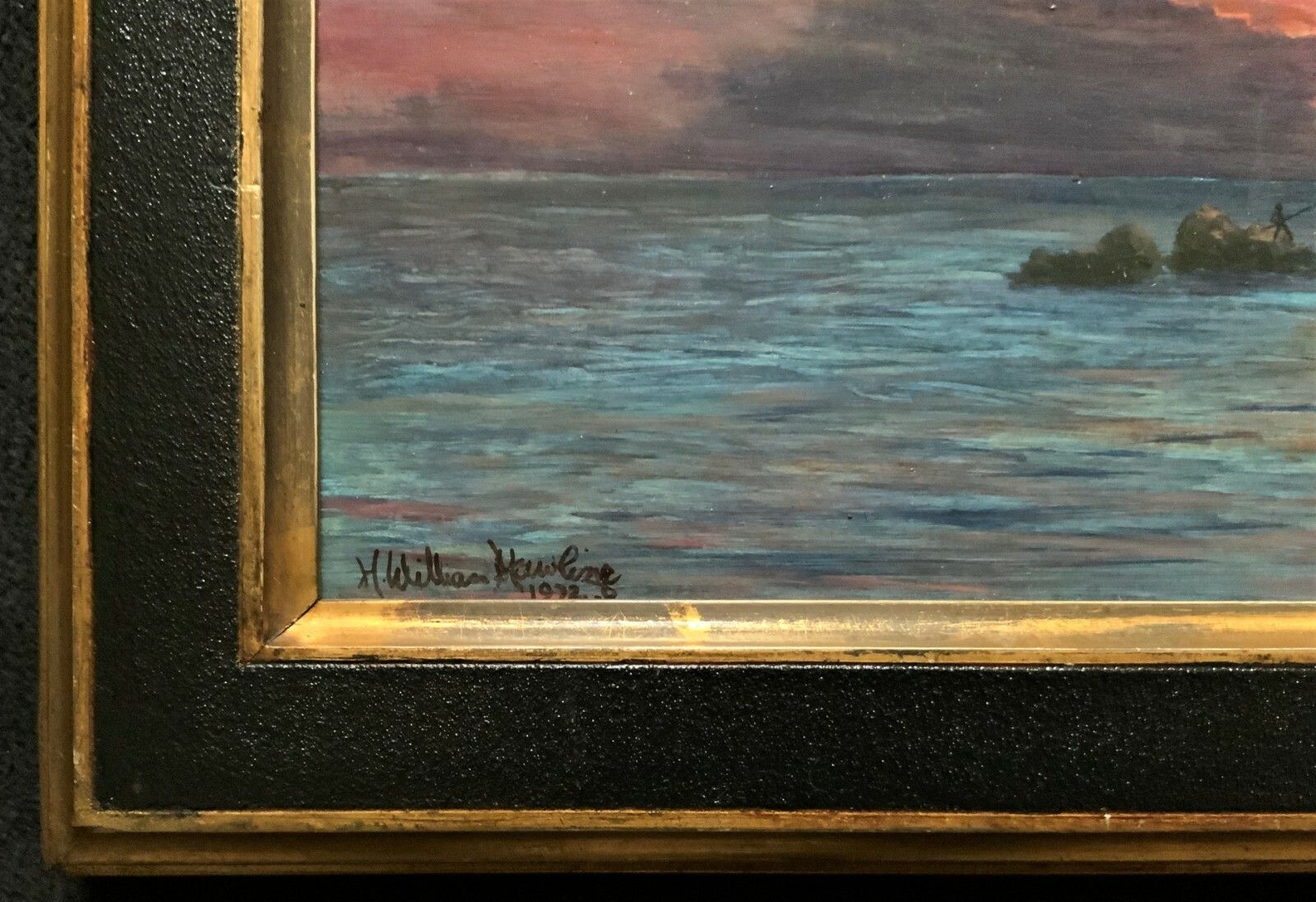 photo for sale 'The Last Throw' Original Signed 1972 Vintage Seascape Oil On Board Painting