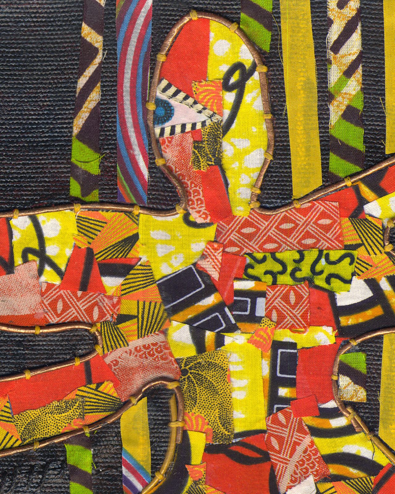 Gorgeous Original Framed Textile Collage By Important Mozambique Outsider Artist photo furniture