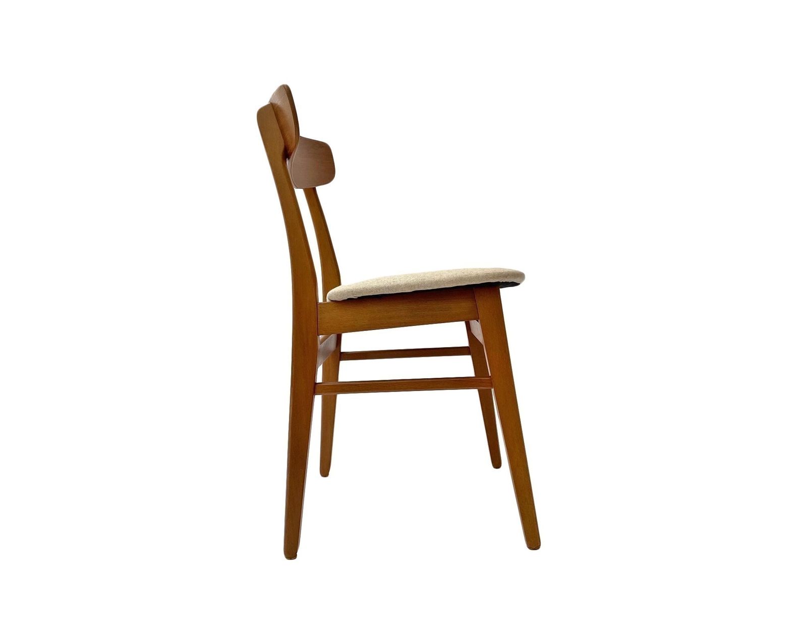 Danish Farstrup Set Of 6 Teak And Beech Cream Wool Dining Chairs Mid Century 1960s photo furniture
