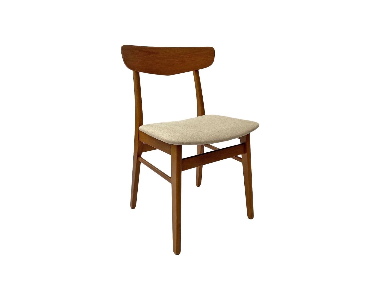 photo buy Danish Farstrup Set Of 6 Teak And Beech Cream Wool Dining Chairs Mid Century 1960s