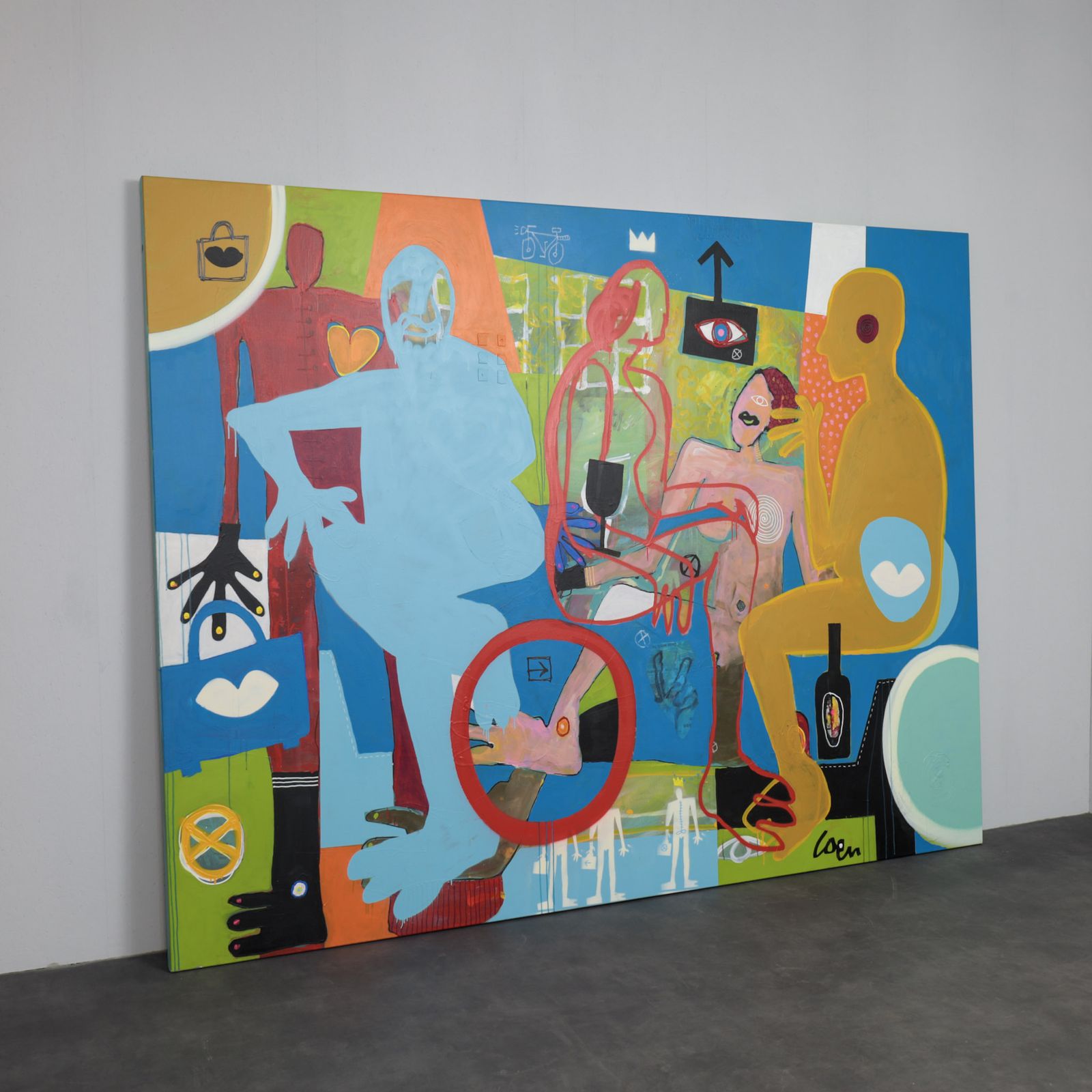 Unique Large “Joie De Vivre” Painting By Coen Blankwaard, Netherlands, 2013 photo furniture