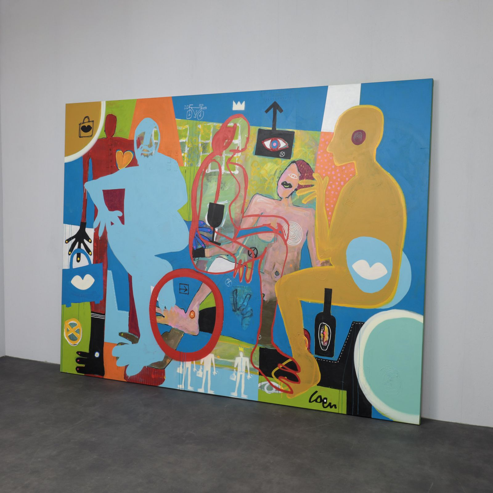 Unique Large “Joie De Vivre” Painting By Coen Blankwaard, Netherlands, 2013 photo Art
