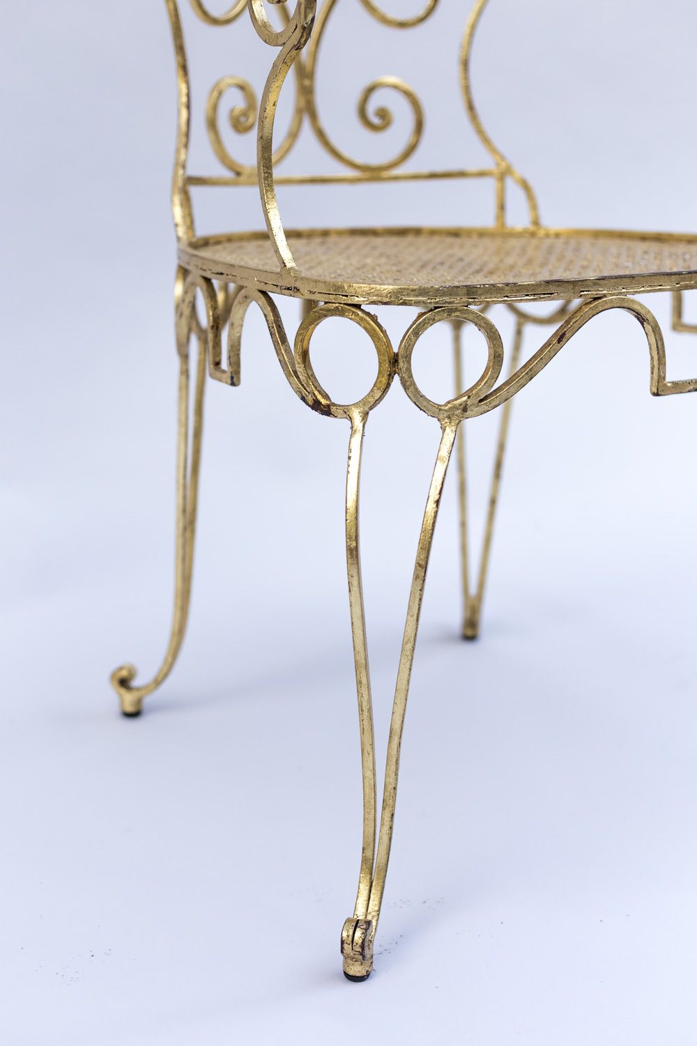 photo buy Pair Of Gilt Wrought Iron Armchairs, Circa 1990