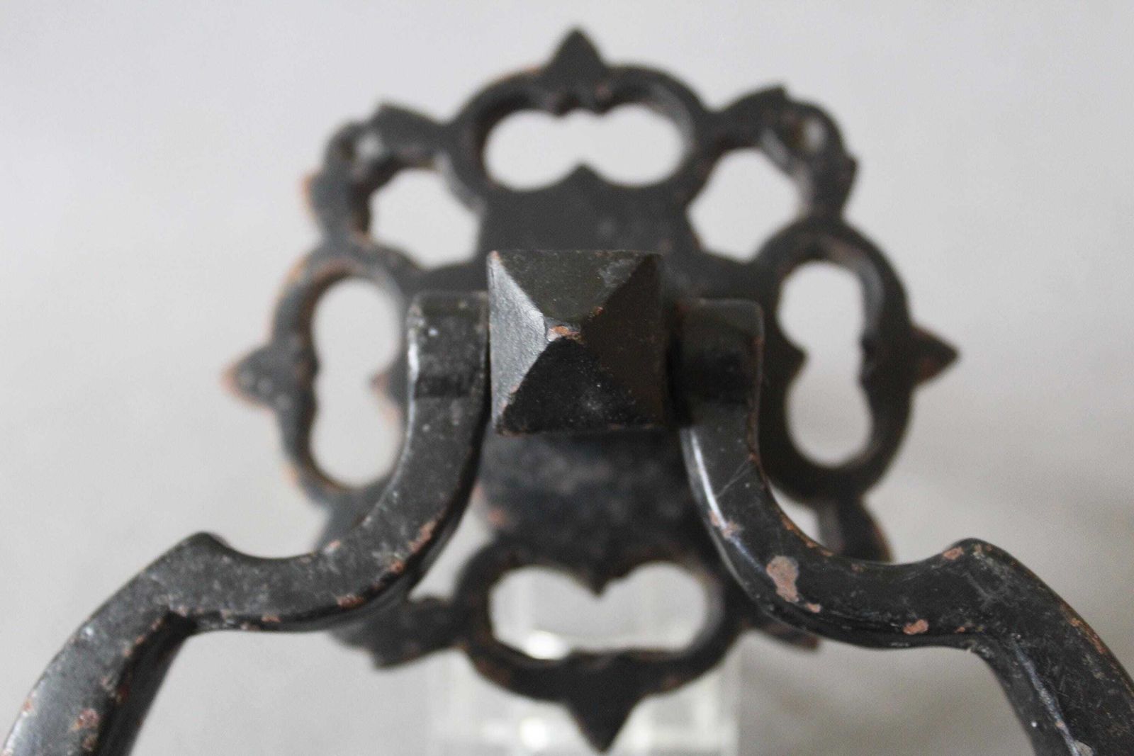 Large And Heavy Cast Iron Door Pull With Two Backplates, Gothic Style, External Door Knocker, Hardware Restoration, Entrance Rustic Country photo buy