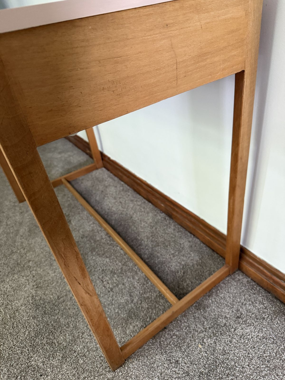 Furniture Mid Century Herbert E. Gibbs Desk With Hand Tiled Pink Metro Top — One Of One photo