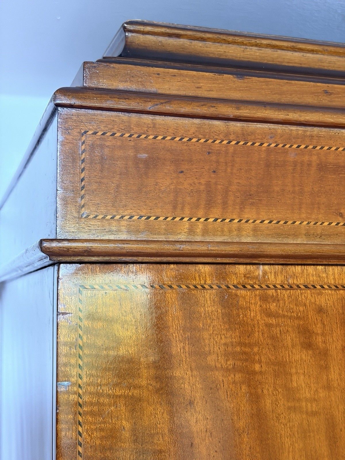 Furniture Vintage Antique Edwardian Wardrobe With Mirror & Drawer Hallrobe photo