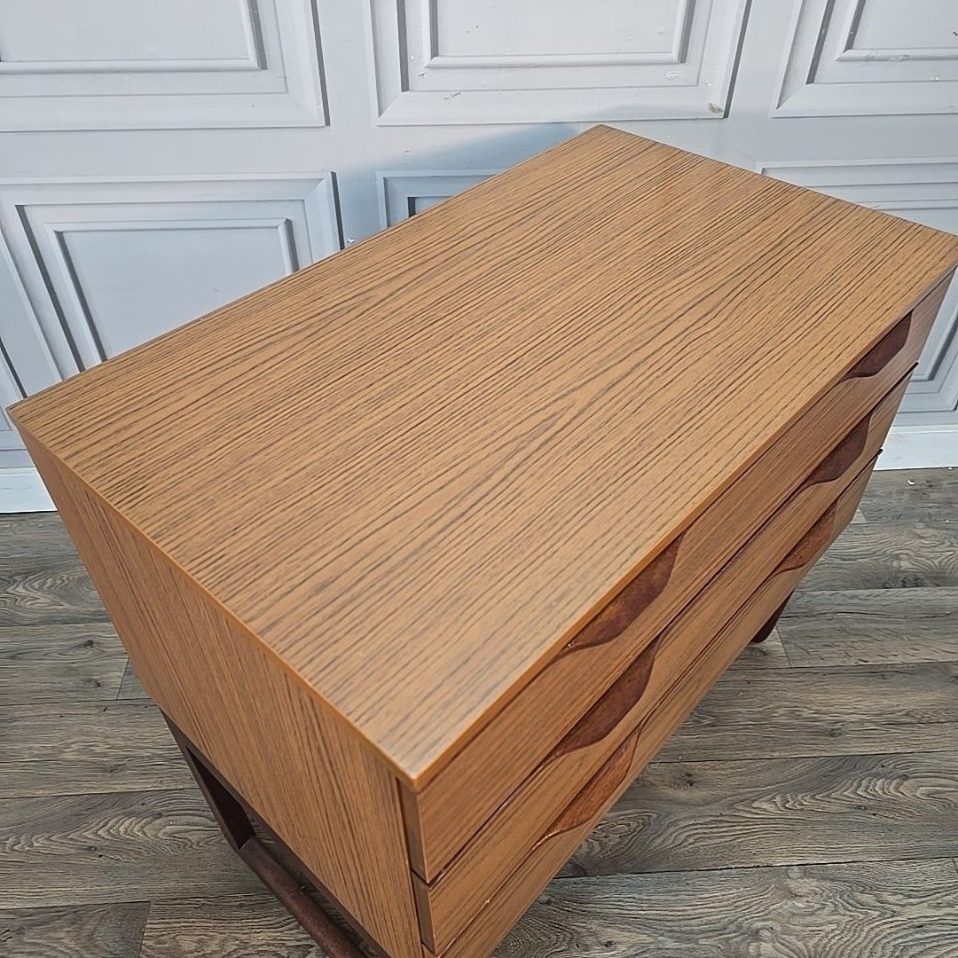 Vintage Chest Of Drawers Raised Sleigh Frame Retro Mid Century Europa Furniture photo for sale