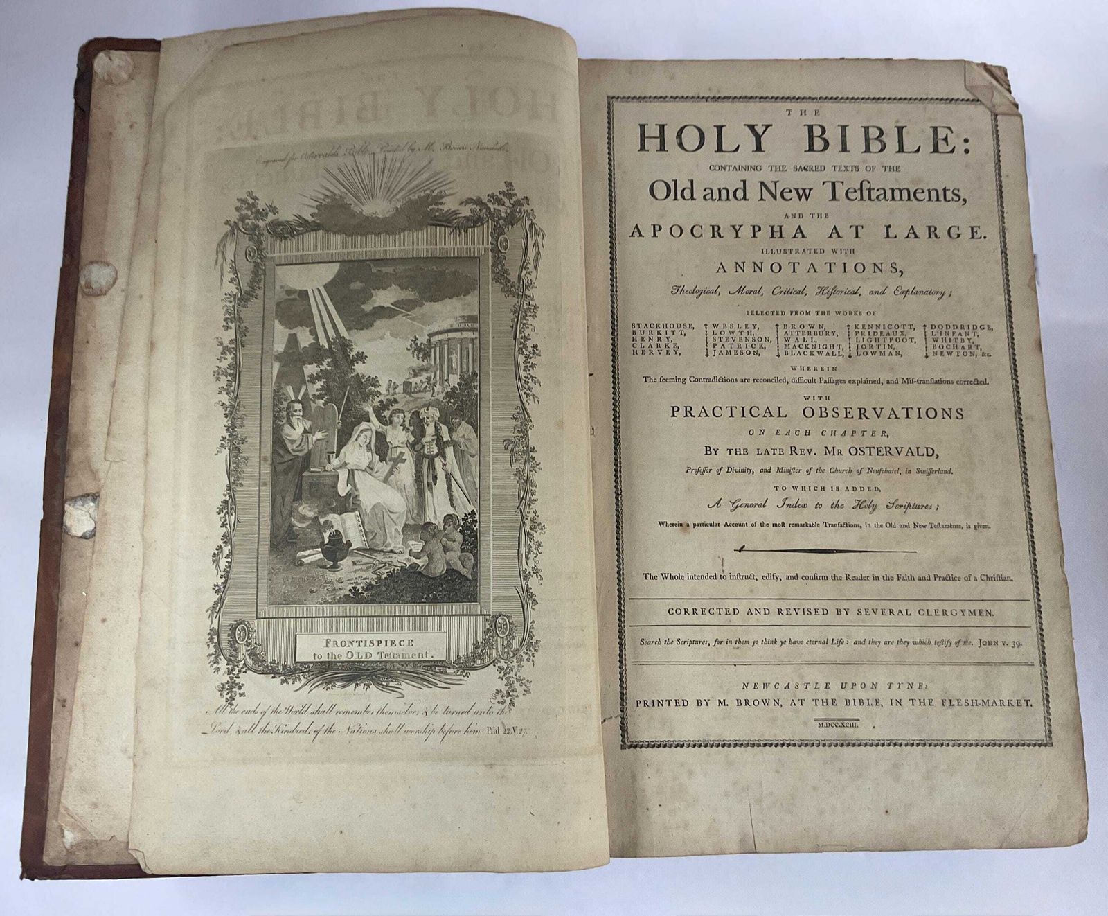 Rare 1792 Newcastle Folio Pulpit Bible – Illustrated By Beilby & Bewick – Matthew Brown photo vintage