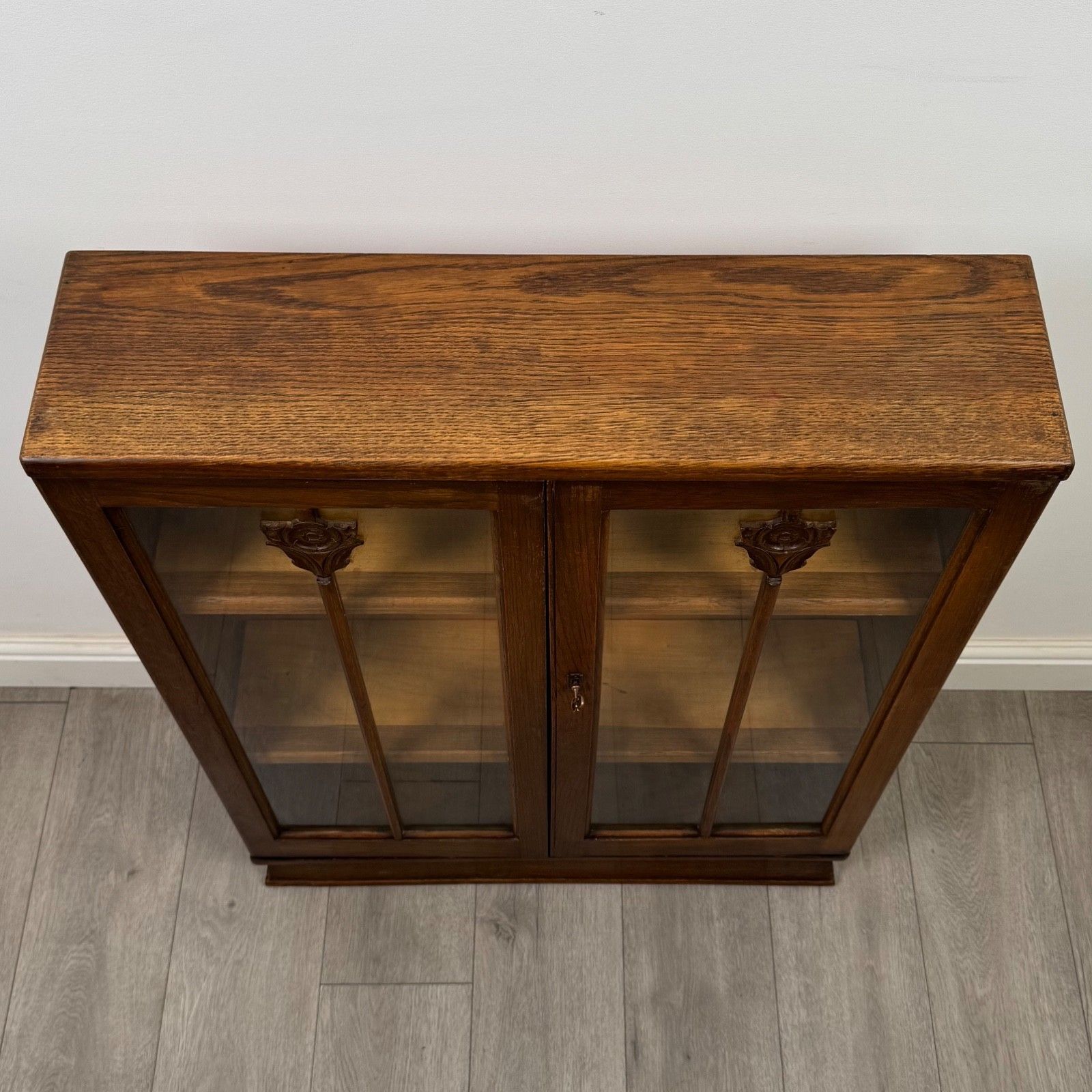 photo for sale Antique 20th Century Edwardian Display Cabinet In Oak ( Af 5652 )