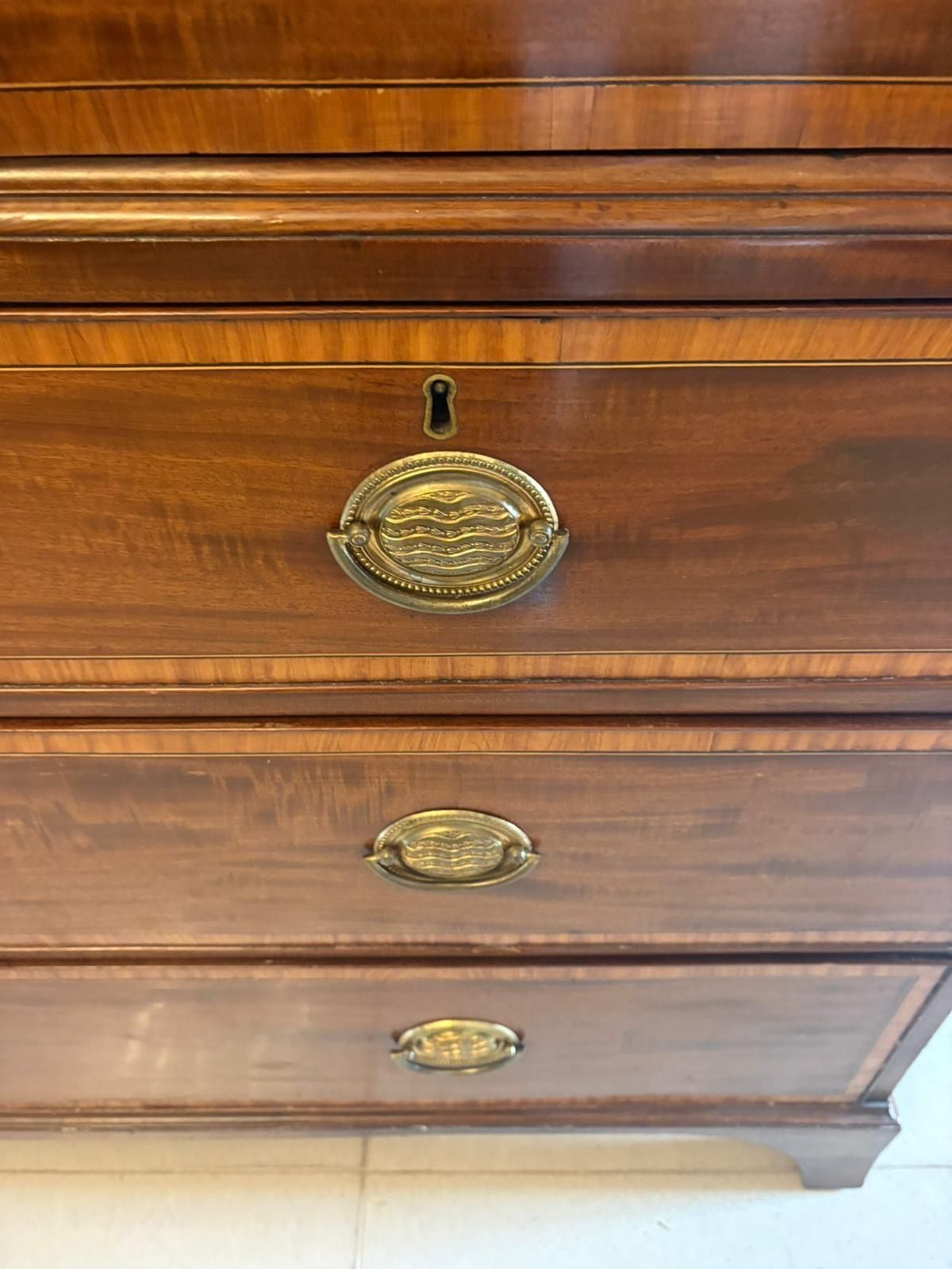 Antique Mahogany Satinwood Inlaid Housekeepers Wardrobe photo for sale
