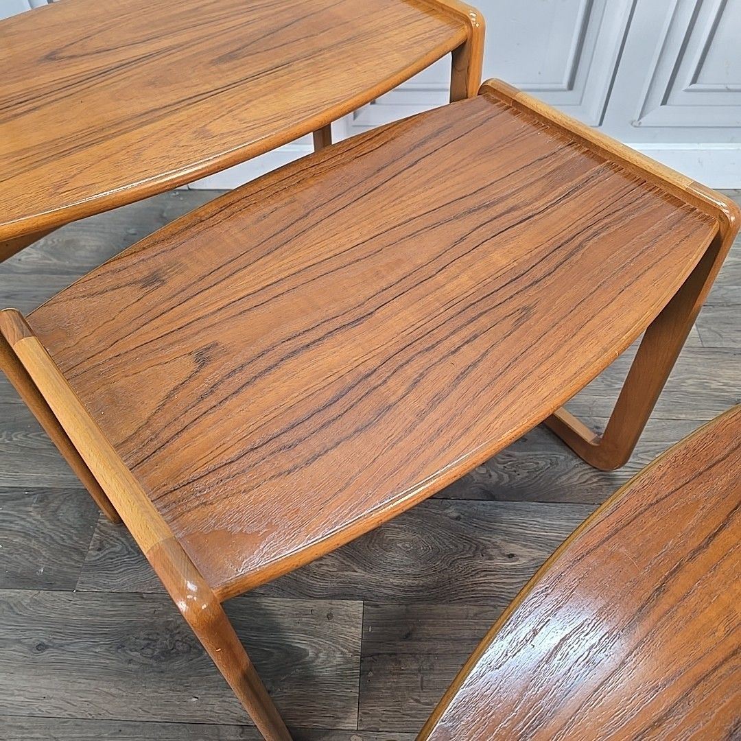 photo for sale Vintage Nest Of Tables Teak Mid Century Side Nesting Tables Retro Mcm Danish