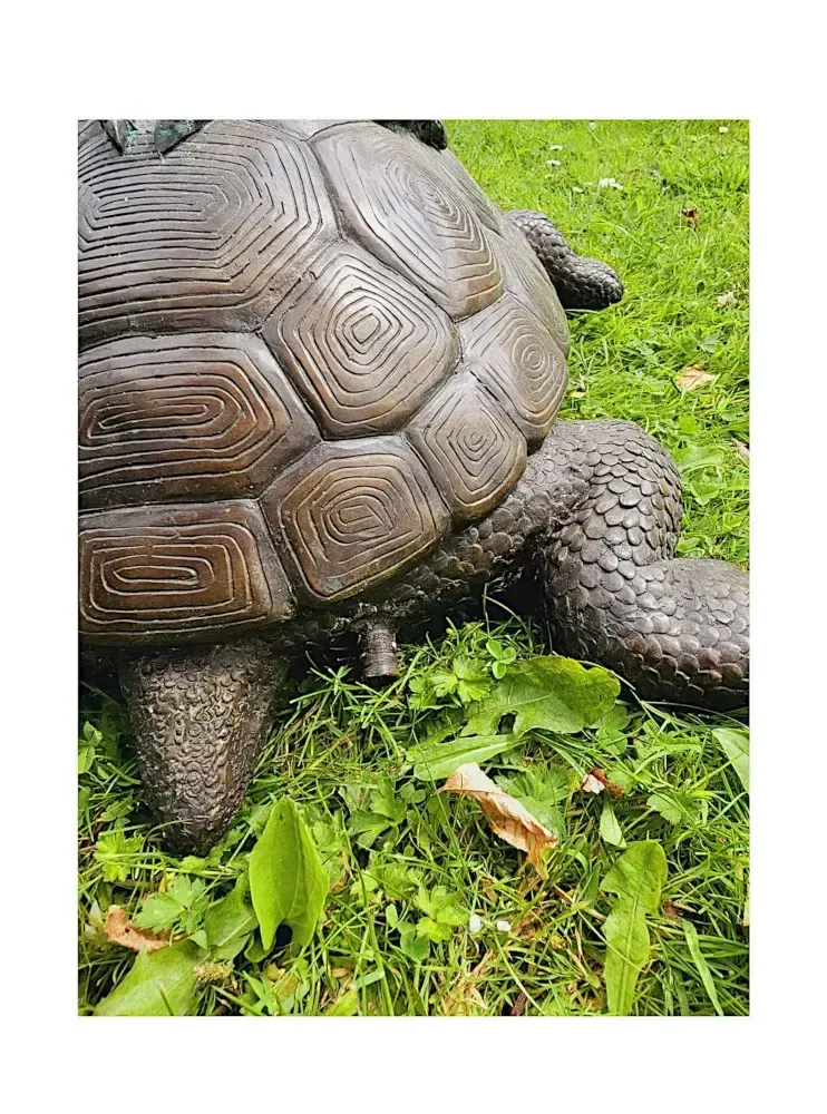 A Very Fine Bronze Animalier Garden Sculpture Of A Tortoise And A Heron photo vintage
