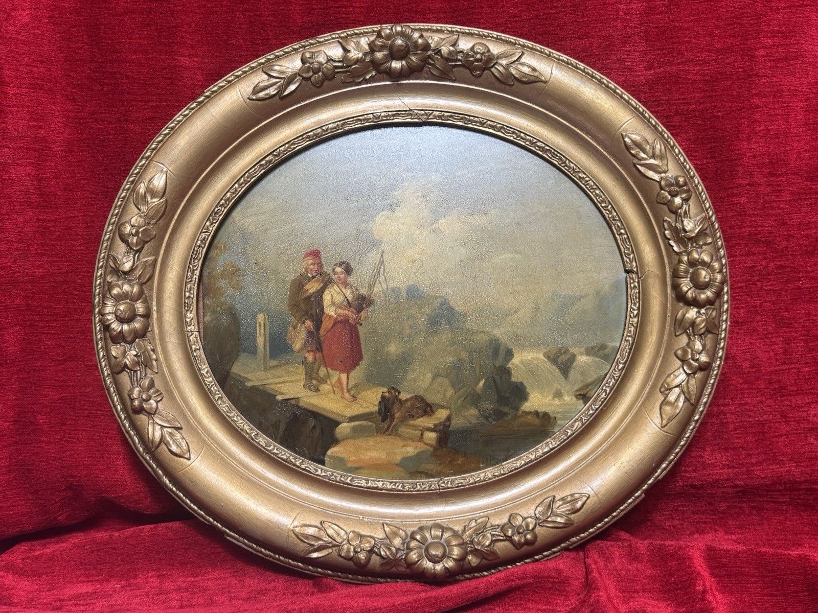 19th Century Scottish School Romantic Highlands Landscape Scene Painting Signed photo for sale