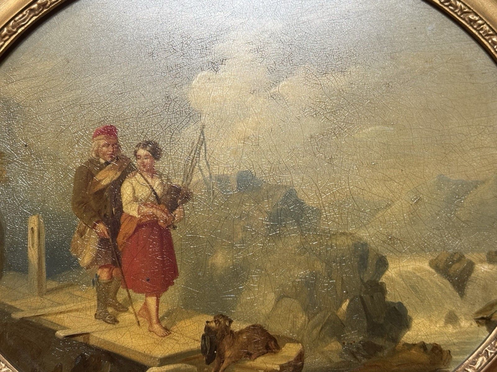 photo vintage 19th Century Scottish School Romantic Highlands Landscape Scene Painting Signed
