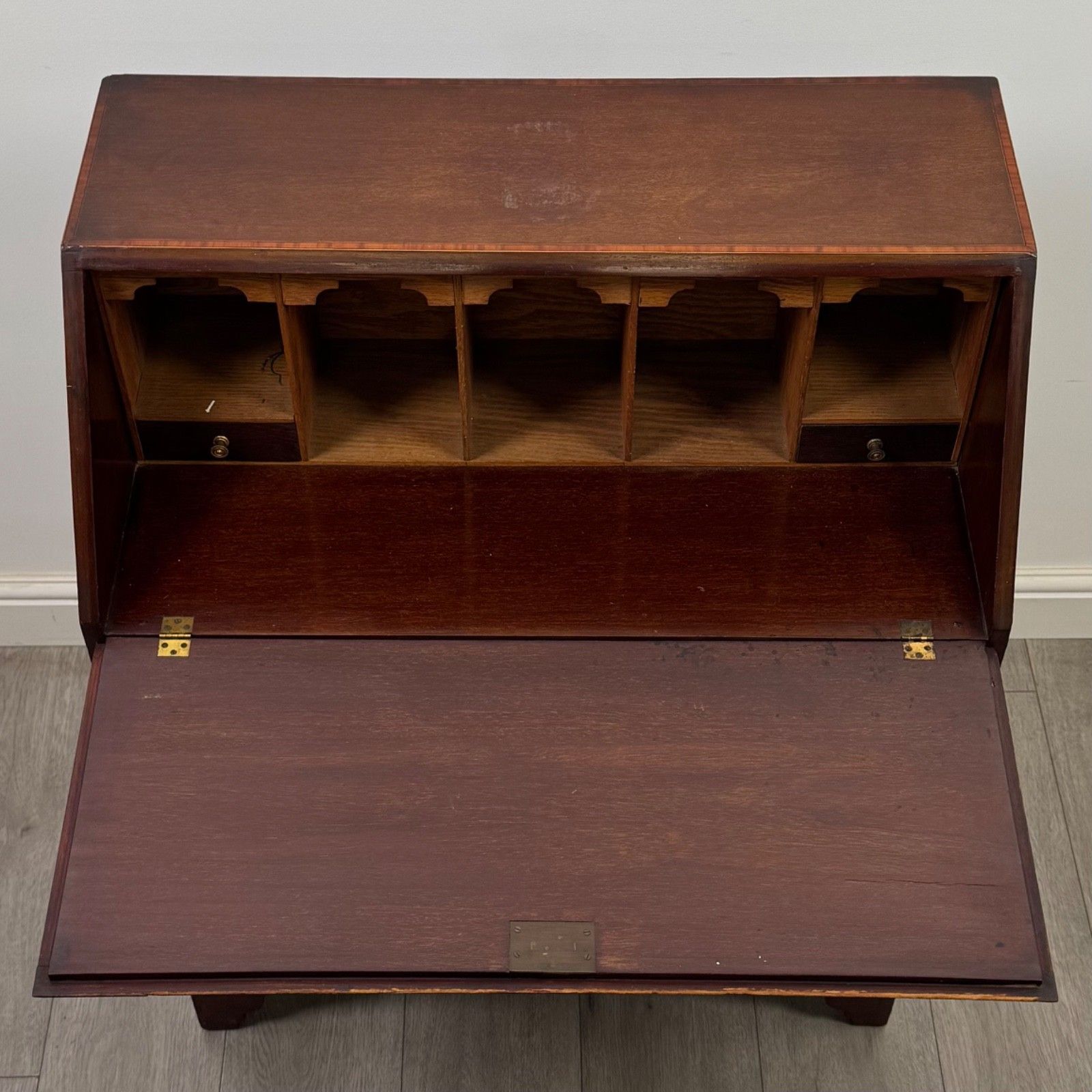 Furniture Antique 20th Century Inlaid Edwardian Bureau In Mahogany ( Af 5689 ) photo