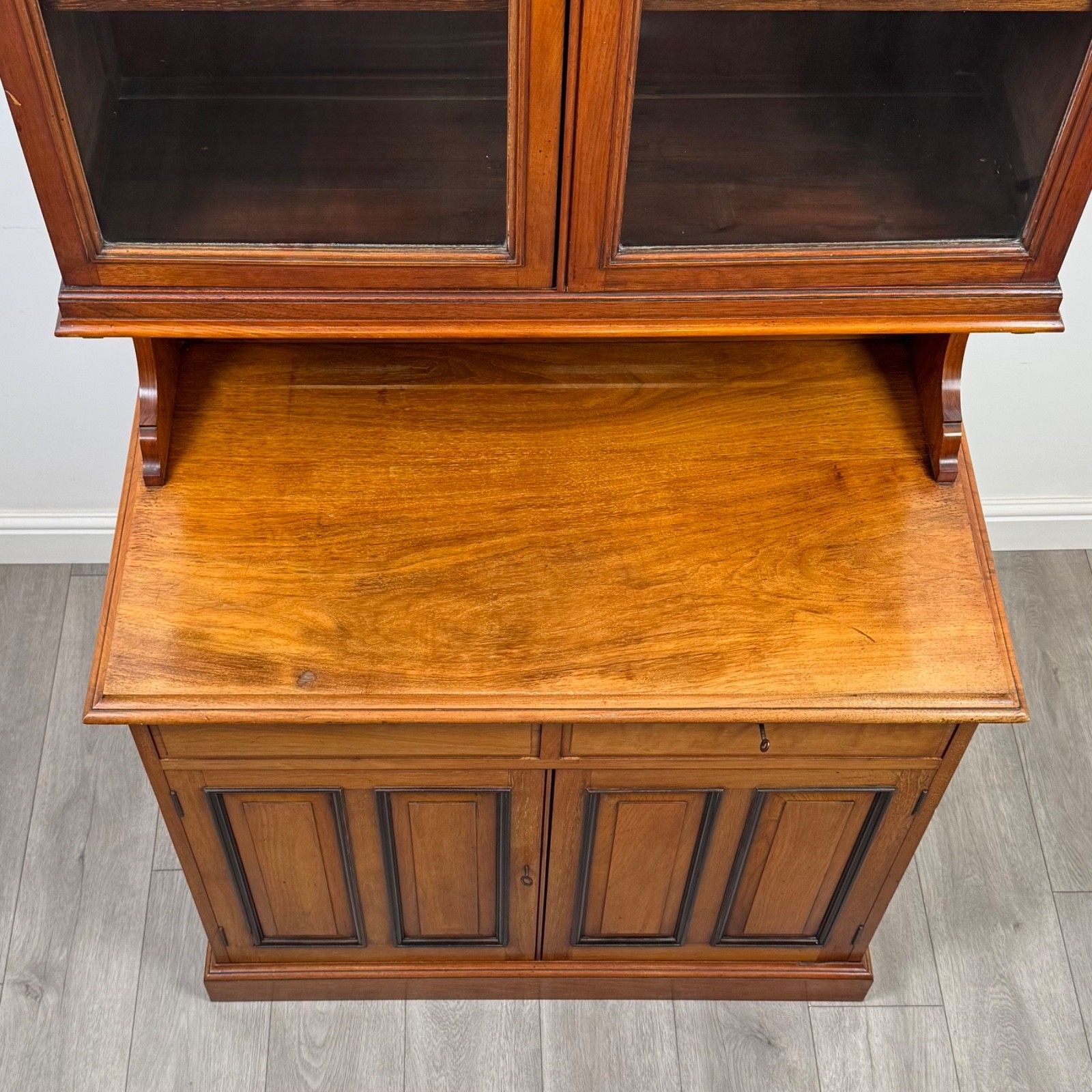 Furniture Antique 20th Century Edwardian Bookcase In Walnut ( Af 5660 ) photo