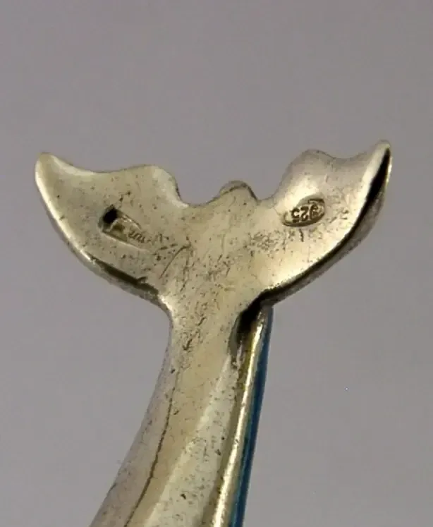 Italian Sterling Silver Enamel Dolphin Animal Figure C1990 Saturno Italy photo vintage
