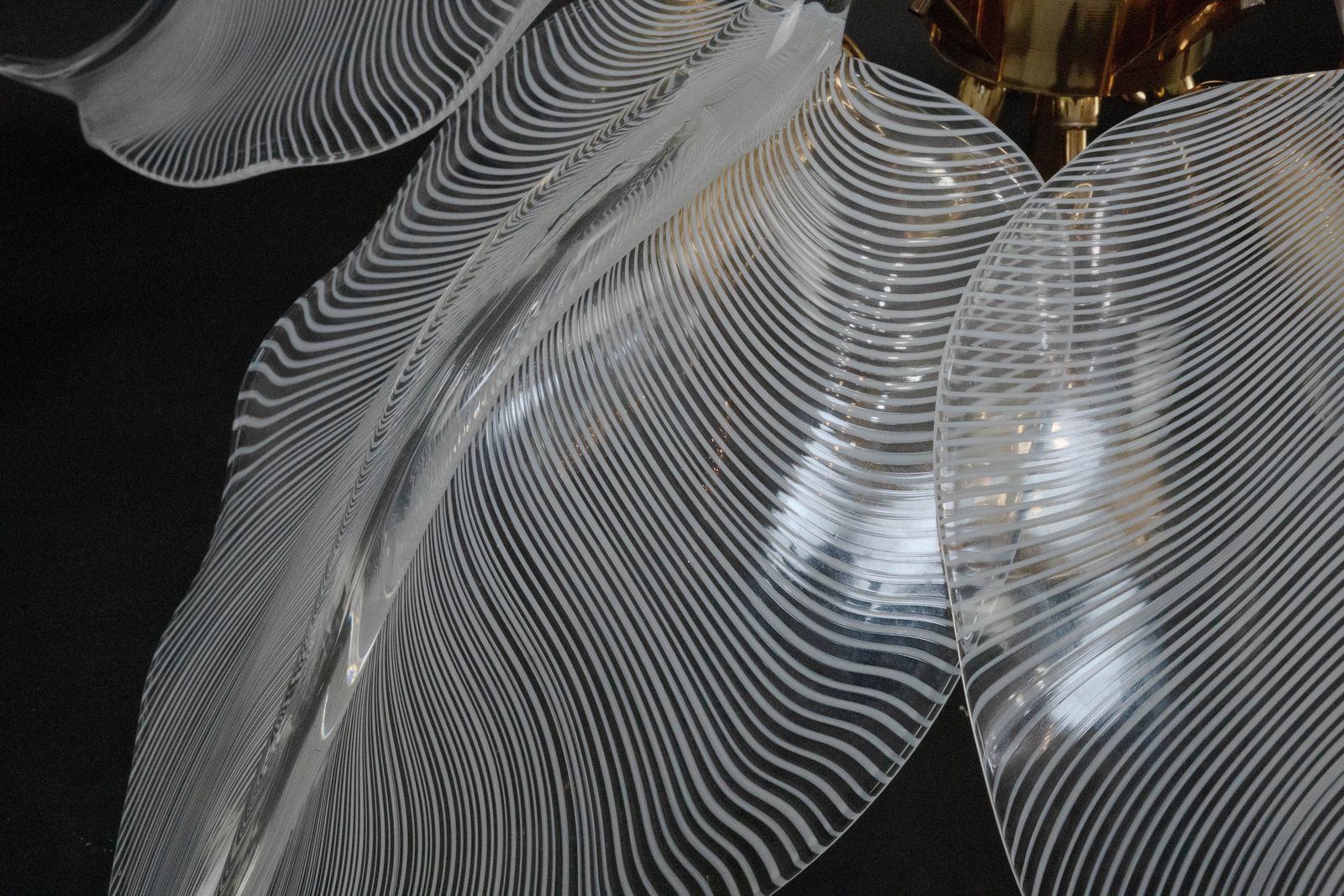 Lighting Rare Pair Of Large 1970s Franco Luce Murano Glass Leaf Ceiling Flush Mounts photo