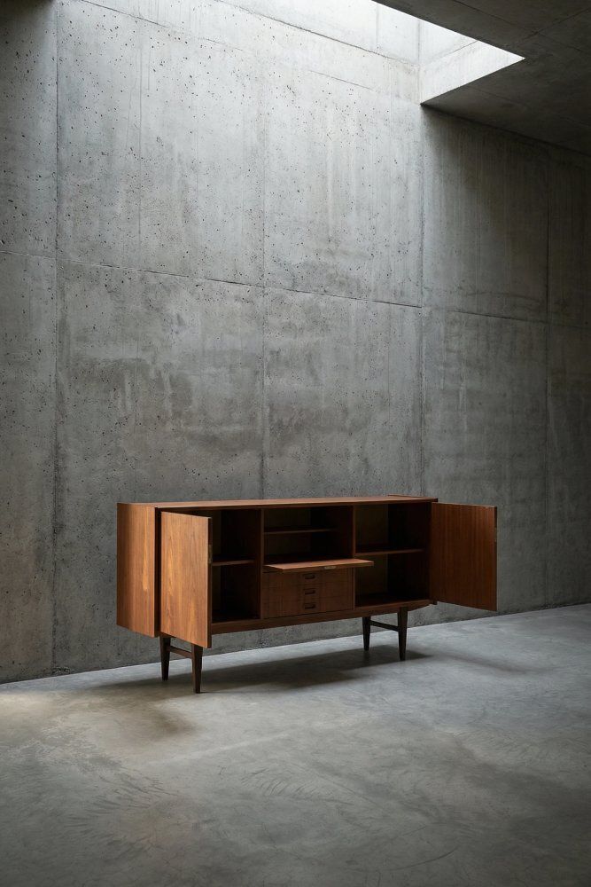 Mid-Century Scandinavian Modern Teakhouten Dressoir Met Lades, jaren 1960 photo Meubels