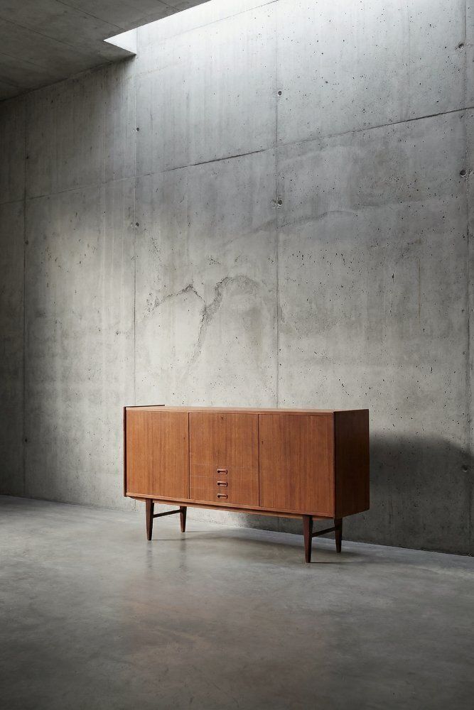 photo vinterior Mid-Century Scandinavian Modern Teakhouten Dressoir Met Lades, jaren 1960