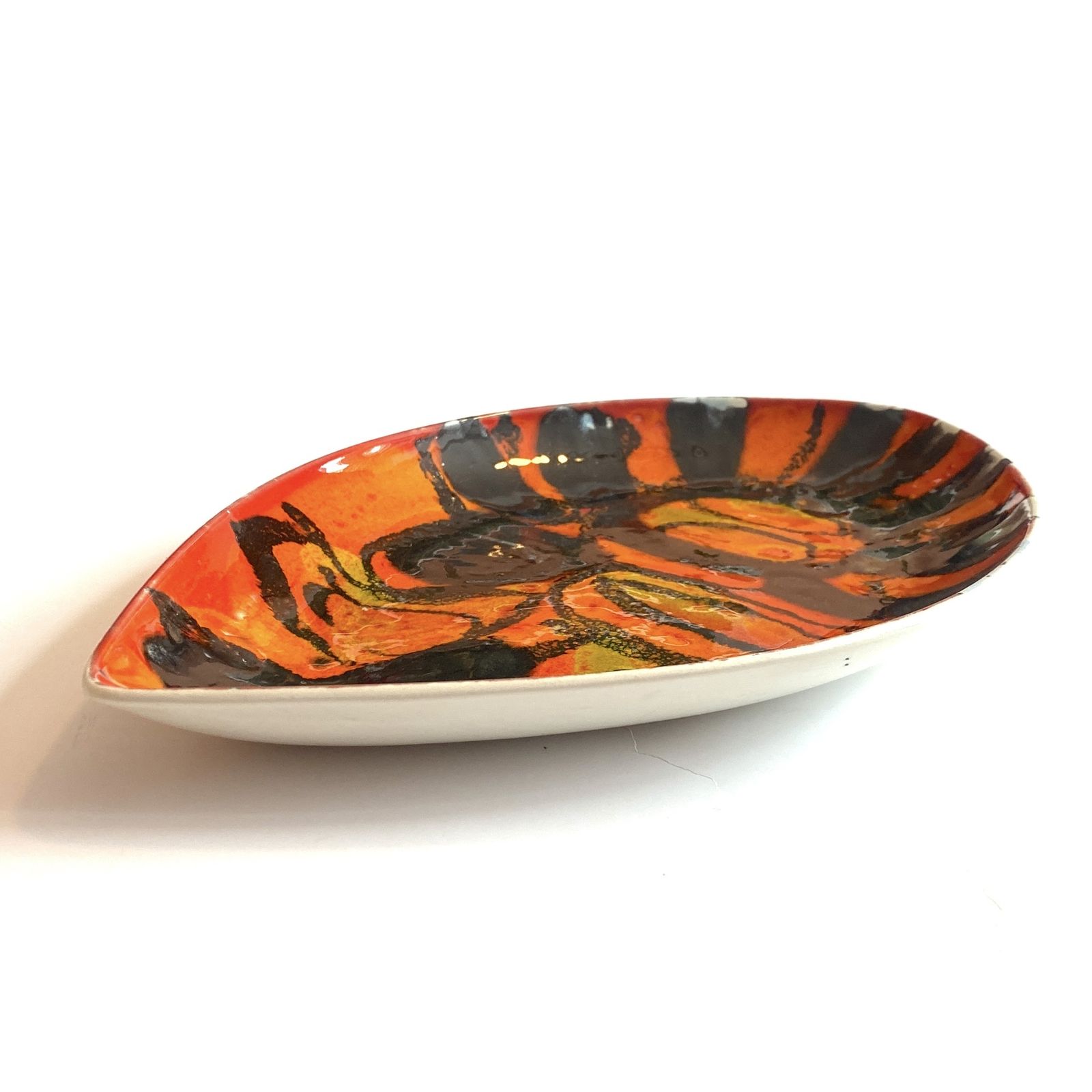 Poole Pottery Delphis Teardrop Dish, Shape 91, In Multicoloured Glaze, 1970 English Pottery photo Home Decor