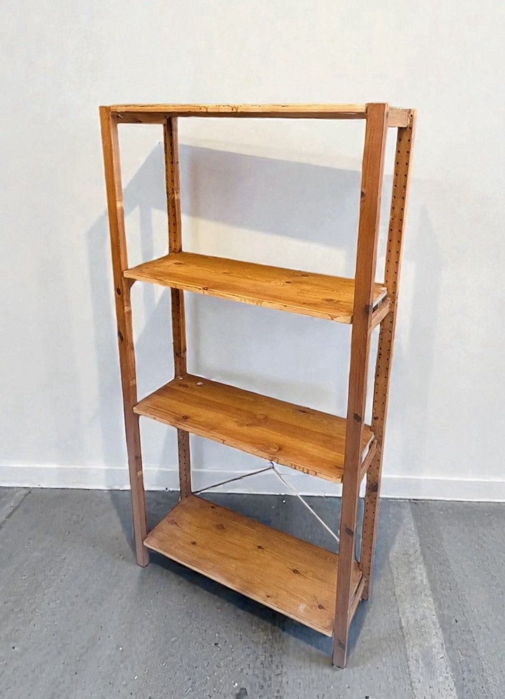 Vintage Danish Solid Honey Pine Shelving Sysyem X Brace Mid Century C1970s Rare photo 395.0