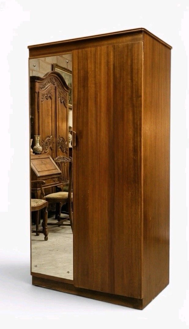 Uniflex Walnut Wardrobe Gentlemans Wardrobe Mid Century C1960s Very Stylish photo vinterior