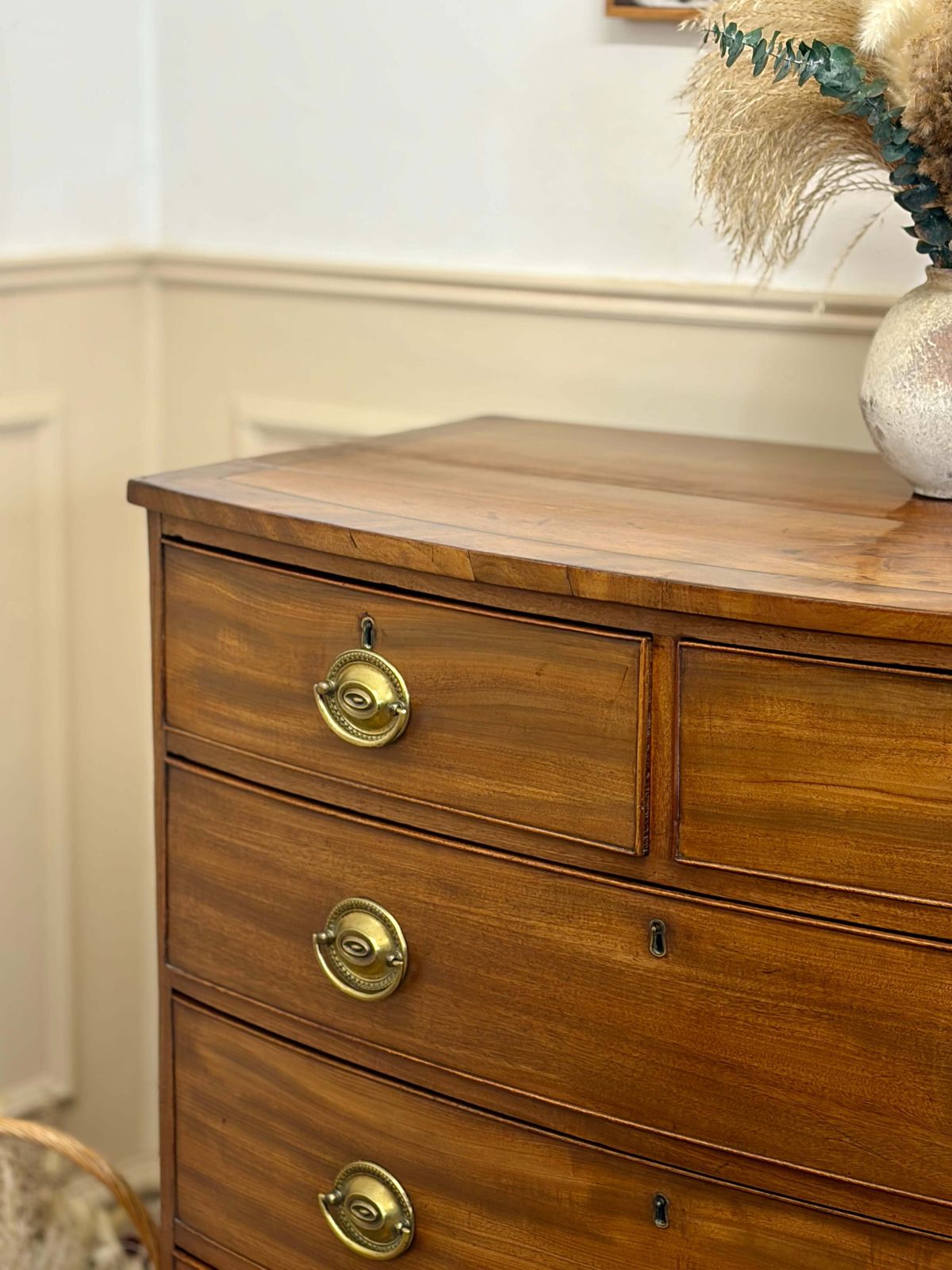 Antique Small George III Mahogany Bow Front Chest Of Drawers photo furniture