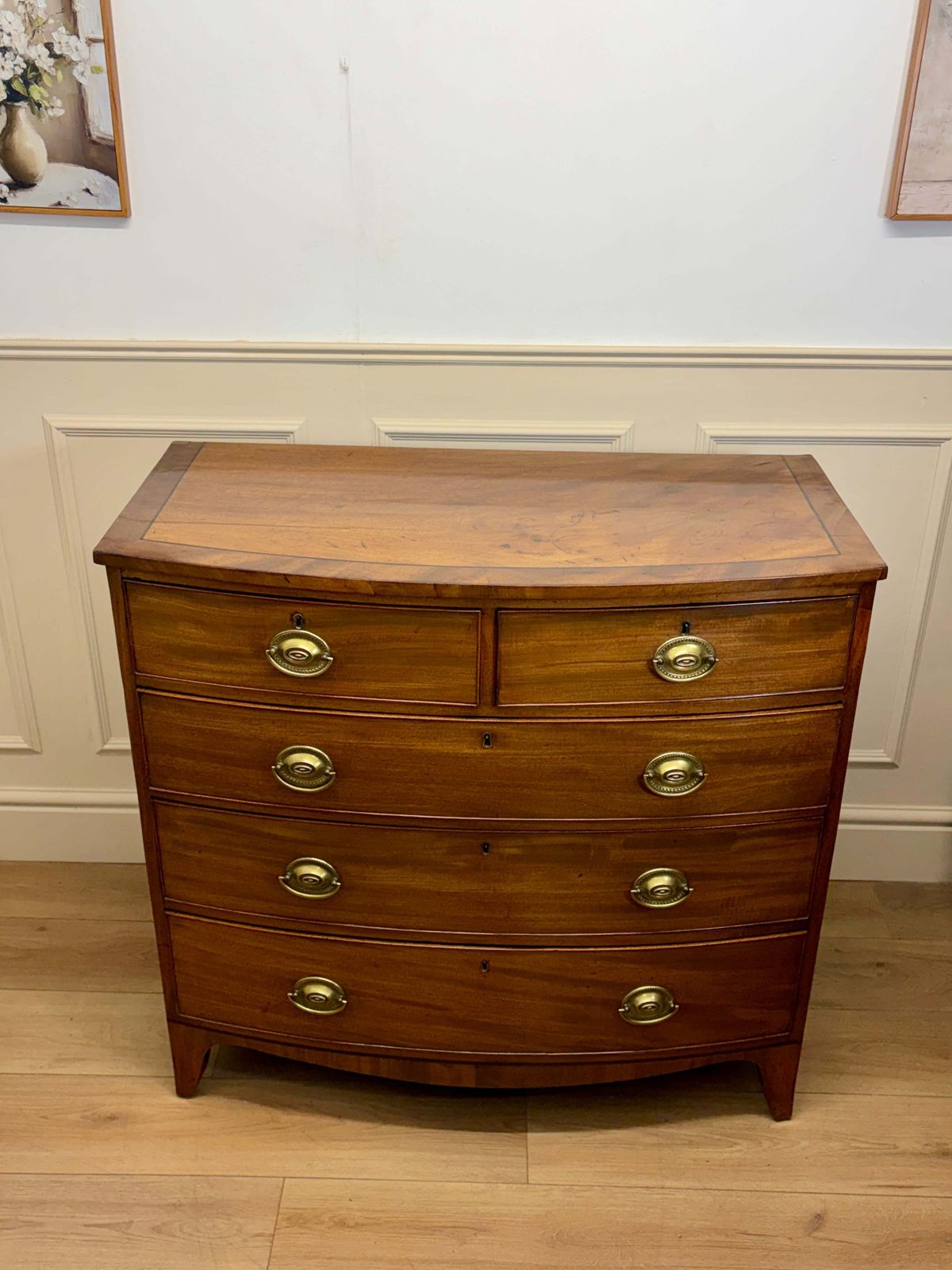 Antique Small George III Mahogany Bow Front Chest Of Drawers photo vinterior