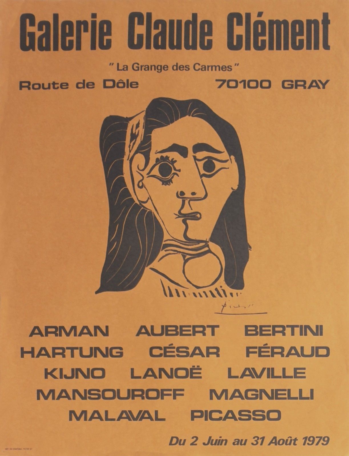 Pablo Picasso Poster Poster Poster Expo 1979 Galerie Claude Clément Jacqueline