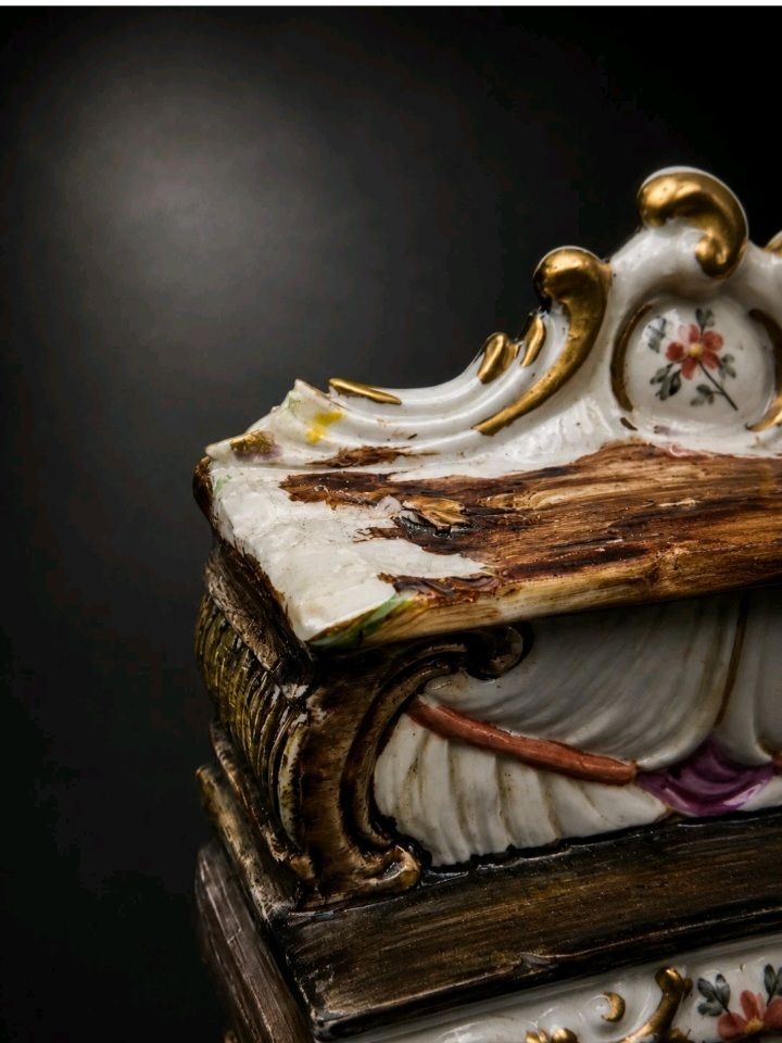 Rare Original Capodimonte Porcelain Figurine Cart Vendor photo buy