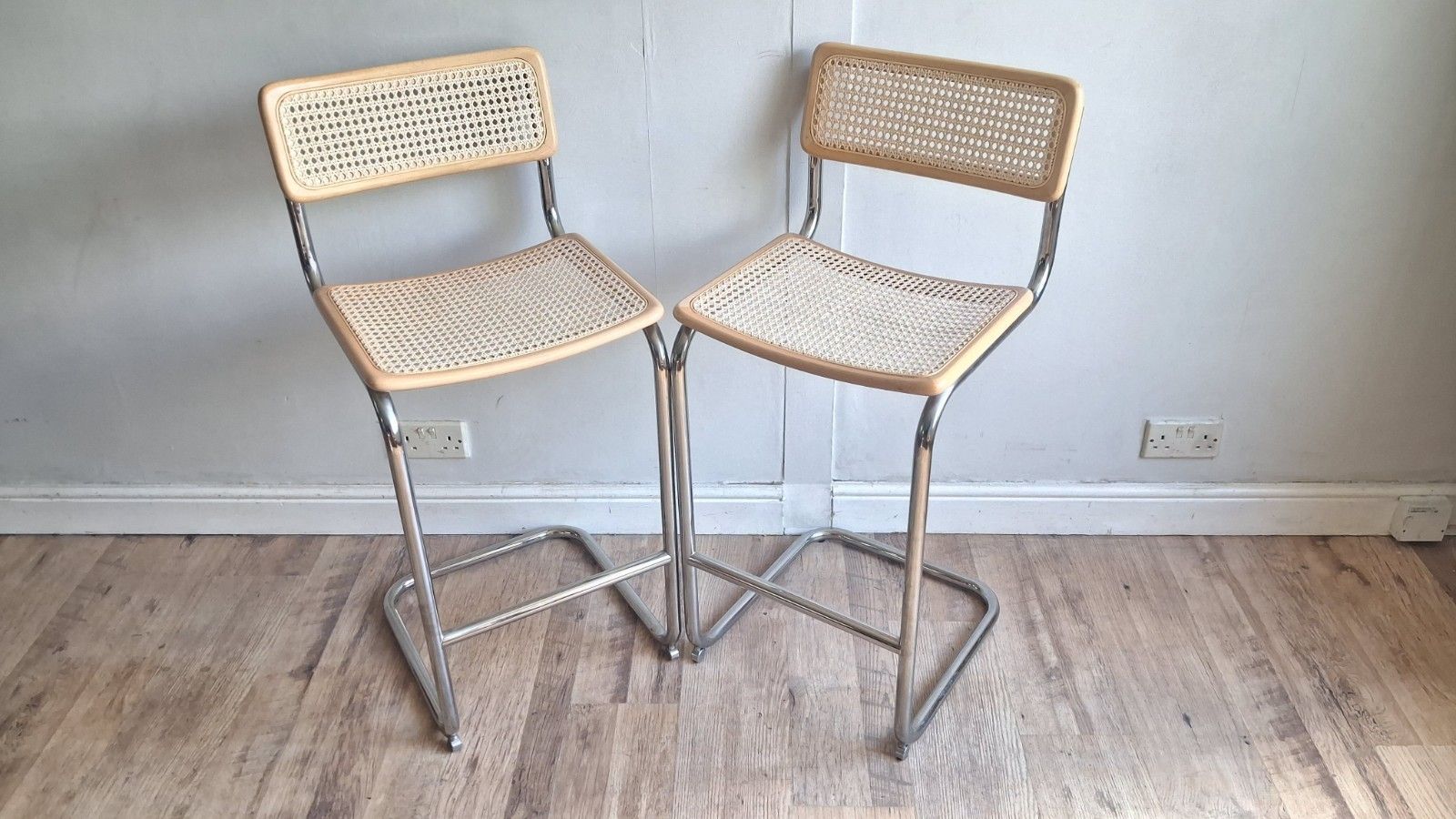 Pair Of Cesca Breuer Design Italian 1980's Beech Stools,Bar,/ Breakfast  Stools photo Furniture