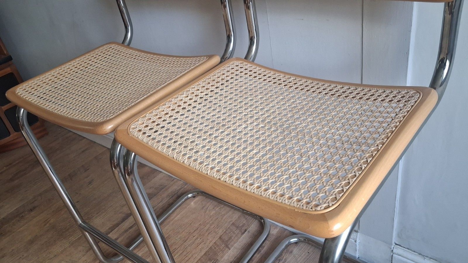 Pair Of Cesca Breuer Design Italian 1980's Beech Stools,Bar,/ Breakfast  Stools photo buy