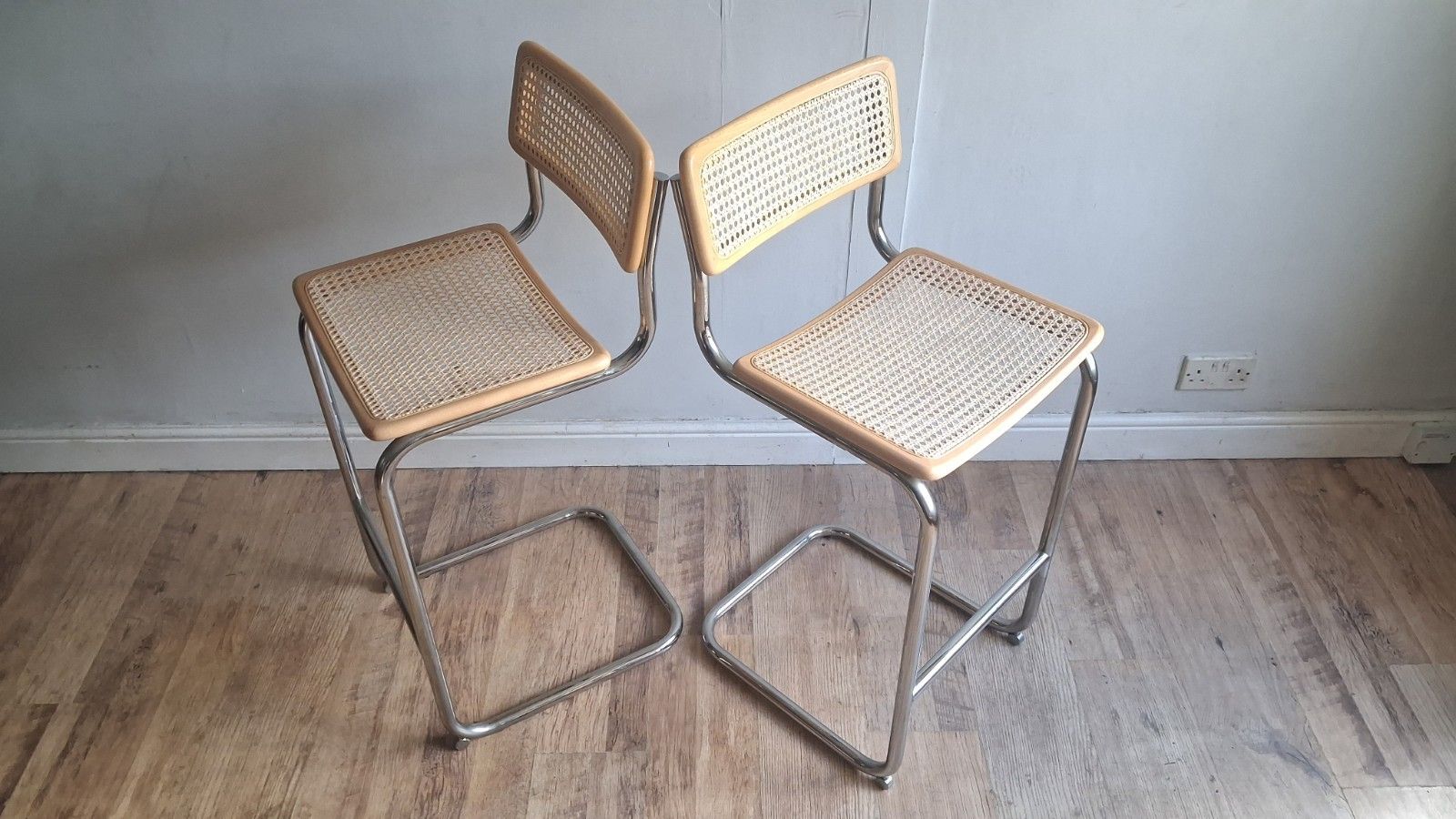 photo furniture Pair Of Cesca Breuer Design Italian 1980's Beech Stools,Bar,/ Breakfast  Stools