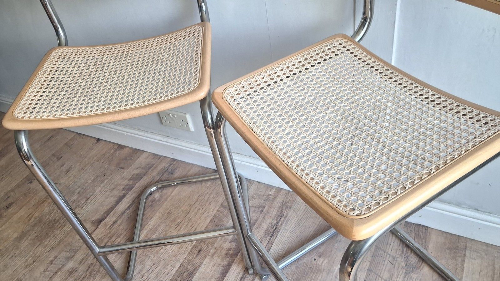 395.0 Pair Of Cesca Breuer Design Italian 1980's Beech Stools,Bar,/ Breakfast  Stools photo