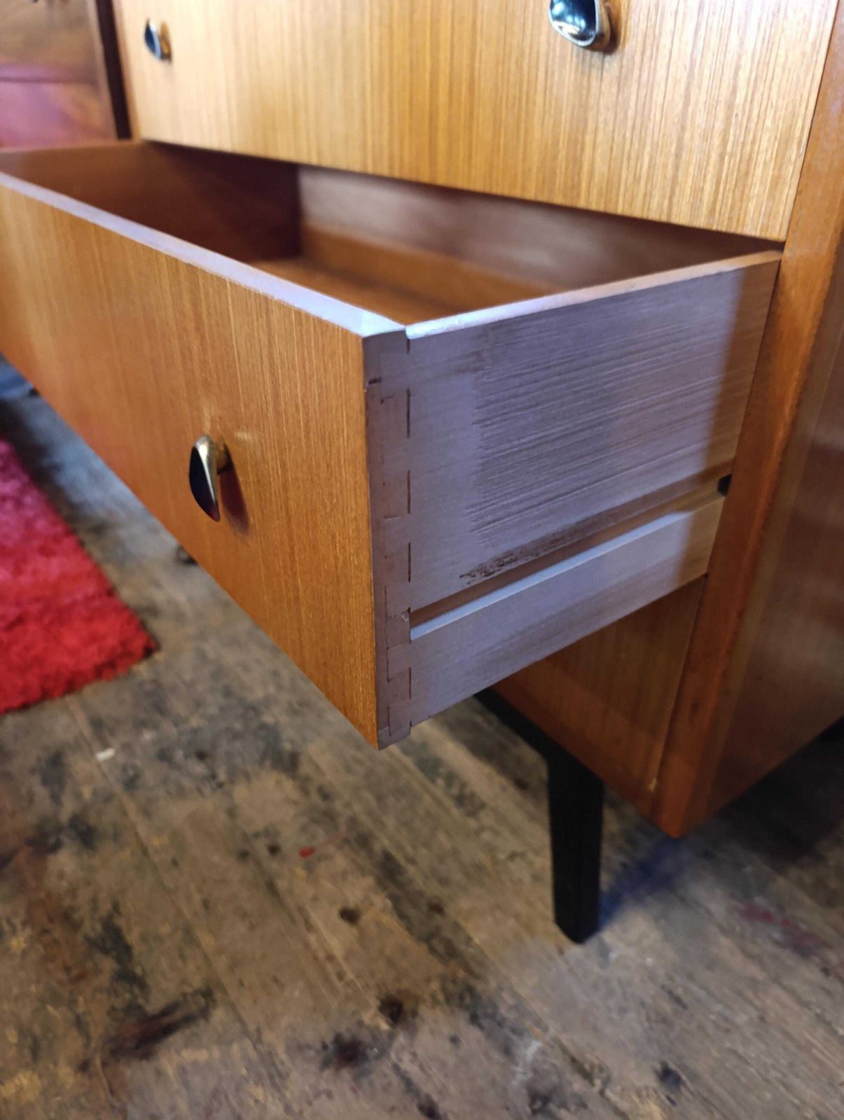 Austinsuite Mid Century Teak Chest Of Drawers | 1960s British Modern With Teardrop Handles photo 350.0
