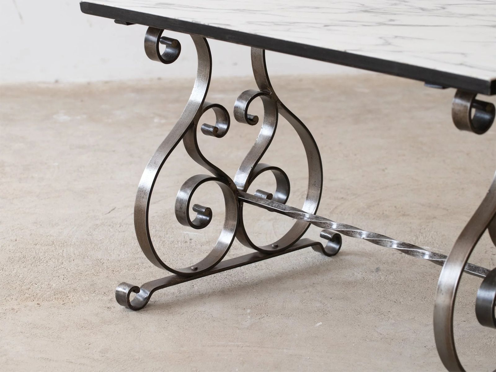 French Marble & Iron Coffee Table photo vinterior